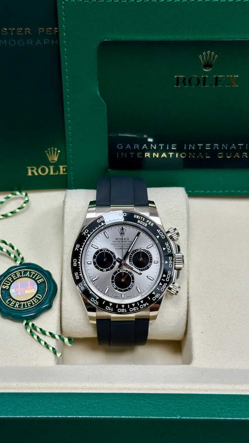 Rolex Cosmograph Daytona 40mm White Gold Grey "Ghost" Dial Oysterflex - 126519LN - New 2025